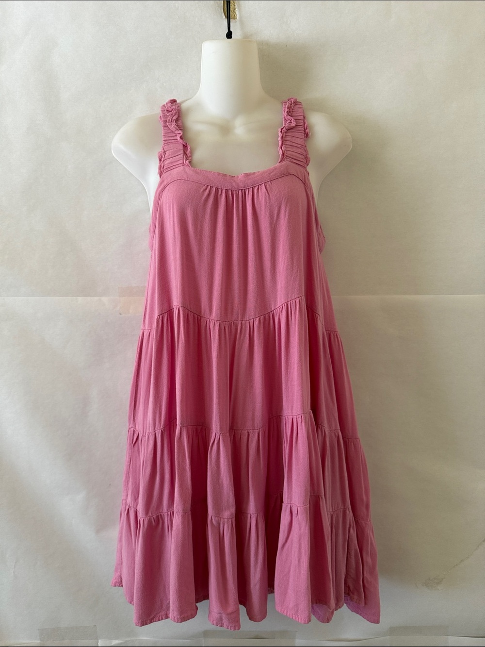 Shinestar Tiered Babydoll Sundress Size S Pink Sleeveless Mini Flowy Cottagecore